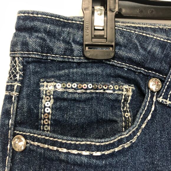 Premiere Embellished Star Jeans 5/6R Denim Bling Boot Cut Low Rise - Picture 6 of 14